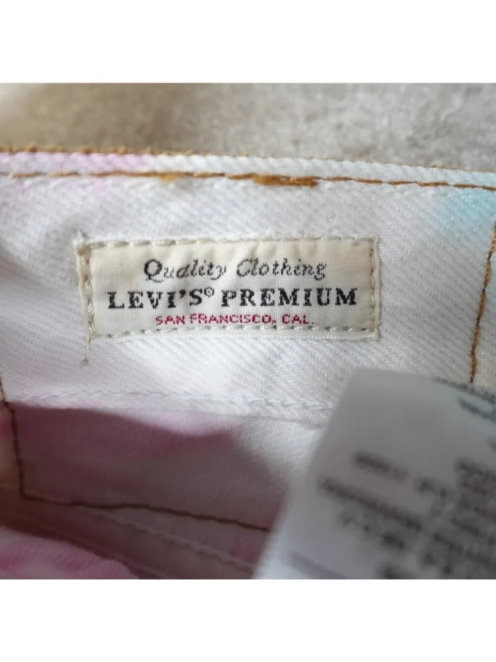 Levi's Shorts Mens 38 White Blue Denim 501 '93 Tie Dye Pride Premium NEW READ